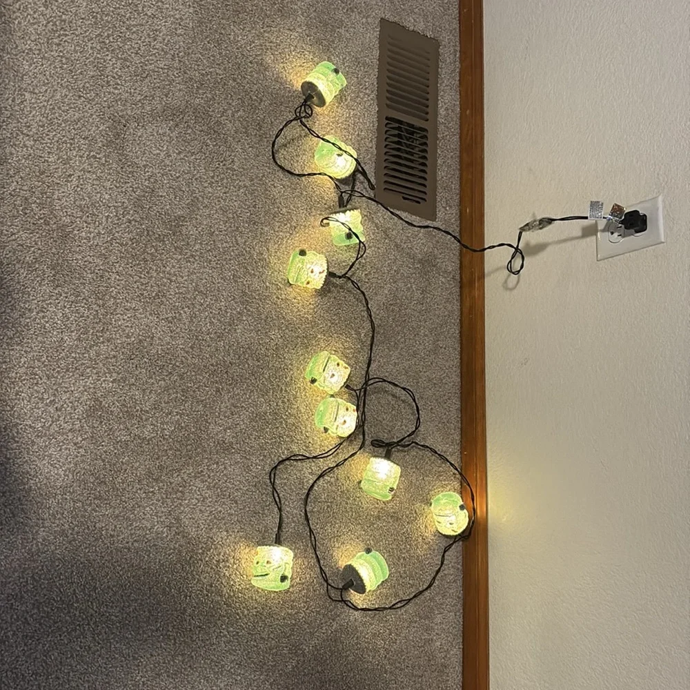 Frankenstein Blow Mold String Lights Halloween Pumpkin Hollow TESTED 1996 VTG